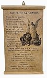 Angel de la Guarda Mi Dulce Compañia y En paz me Acostaré Salmo 4:8 Pergamino Poster Arte Decoracion Pared Rustico 14 x 8.5 in. Oracion Verso Regalo Bendicion