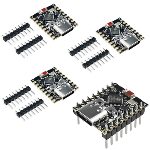 SATUY 4Pcs ESP32-C3 Super Mini Development Board | Integrated WiFi BLE 5.0 Chip | 160MHz High-Performance Core Board | for Interactive Electronics and Robotics Projects