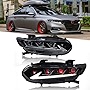 New Headlamps for 2018-2022 Honda Accord Headlights Assembly Matrix 10th Gen Accessories Led Halo Housing Projector Lens Animation Sequential Turn Signals Retrofit Replacement 1 Pair (Lexus Style)