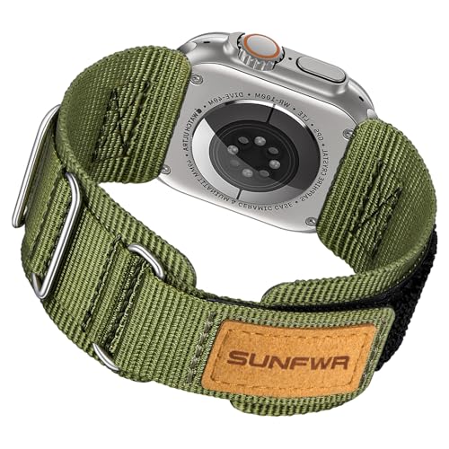 SUNFWR Rugged Nylon & Leather Strap for Apple Watch Ultra 49mm