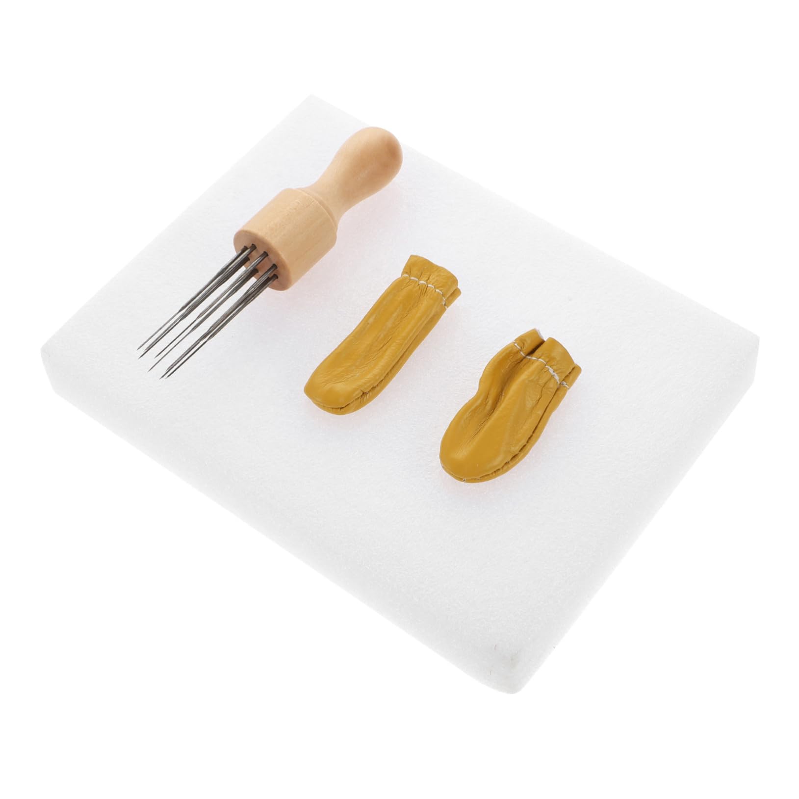 OSALADI DIY Punch Needle Felting Kit 8 Needle Punching Set Wooden Handles for Handmade Craft Random Color