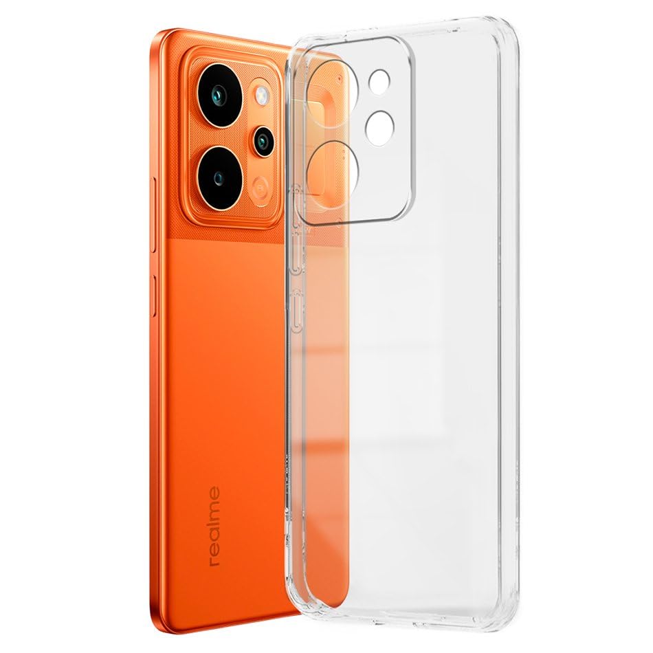Image of Fashionury Crystal Clear Case for Realme P4 Power 5G / Realme Narzo Power 5G | Yellowing Resistance | Transparent TPU Silicone | Raised Camera Lips | Slim Transparent Cover