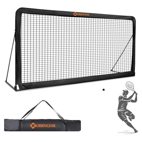 Tennis Rebound Practice Wall - 12ft x 6ft Rebounder Net for Tennis & Racquet Sports Ball & Pickleball, Training Tennis Backboard Net for Court Backyard and Indoor & Outdoor Training, Black Cover