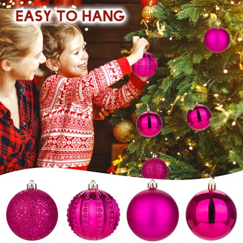 8CM Weihnachtsdeko Weihnachtskugeln, 12 Stücke Bruchsiche Christbaumkugeln Ornamente Rosa Weihnachtsbaumschmuck für Weihnachtsbaum… – Ansicht 5