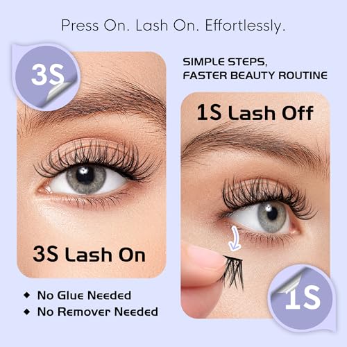 Image of Self Adhesive Lash Clusters 216pcs Natural Pre Glued Eyelash Clusters, Wispy D Curl Press on Lashes No Glue Needed No Remover, 10-16mm, WINKGIGGLE A01 with Tweezers