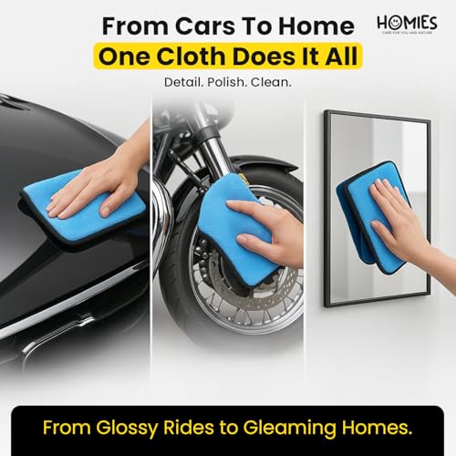 Image of Homies 500 GSM Microfiber Cleaning Cloth for Car, Bike & Home (4 pcs - 40x40 cms) - Super Absorbent, Lint-Free, Scratch-Free Wash, Dry & Detailing Towel- Multi-Color