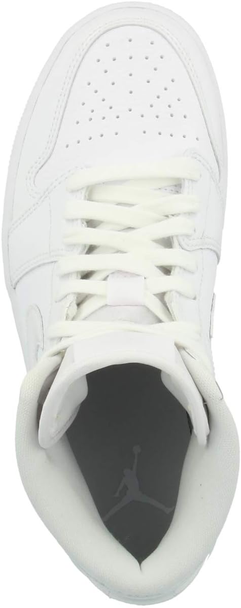 Women's) Air Jordan 1 Mid 'Triple White Patent Swoosh