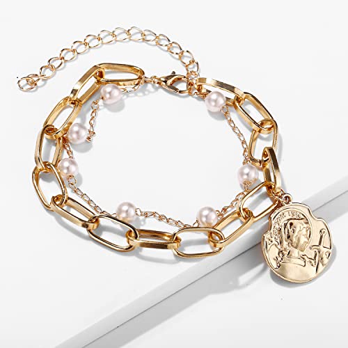 Image of Shining Diva Fashion Stylish Multilayer Gold Plated Bangle Bracelet for Women and Girls