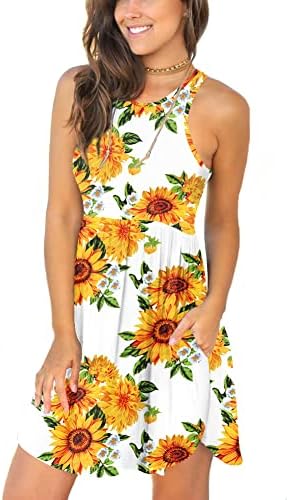 LONGYUAN Women Swimsuit Sundress Bathing Suit Cover Ups Dress with Pockets Large Floral SF White