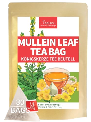 TeeLux Königskerze Tee Beutel 30 Stück Reine Koenigskerzenblueten Blatt Vegan Koffeinfrei Natürlicher Kräutertee Königskerzenblüten Tee Königskerzentee Mullein