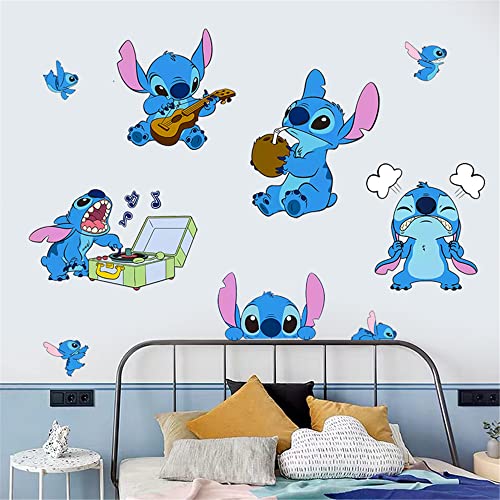 Image of AOLIGL Lilo and Stitch Wall Stickers Disney Cartoon Wall Decals DIY Peel and Stick Vinyl Wall Decor for Kid Girls Boys Bedroom Living Room House Fun (Size: 17.8×23.7 inch)