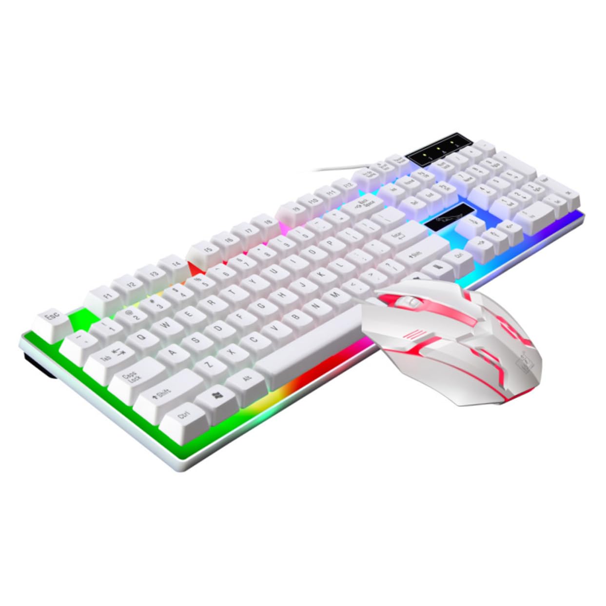 Tofficu Set Tastiera e Mouse Cablati Retroilluminazione Led, Ergonomici per Gaming, Tastiera Resistente in Abs Protezione Liquidi per Computer Desktop