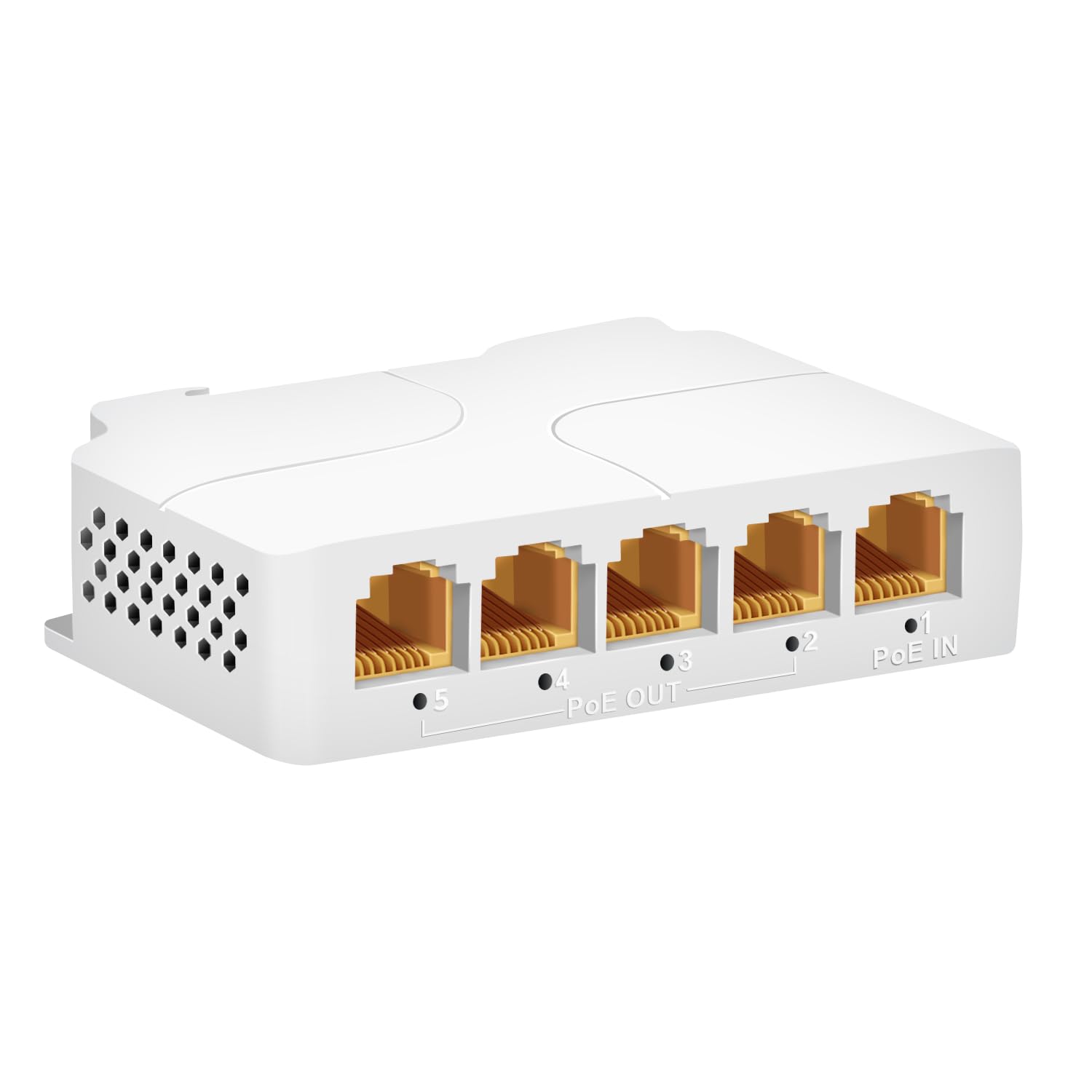 Extender PoE Gigabit a 5 porte 1 in 4 Out-IEEE 802.3af/at, 90 W in uscita 30/60 W Ripetitore PoE 10/100/1000 Mbps, Vlan ed estensione fino a 100 m, Din-Rail e montaggio a parete Interruttore