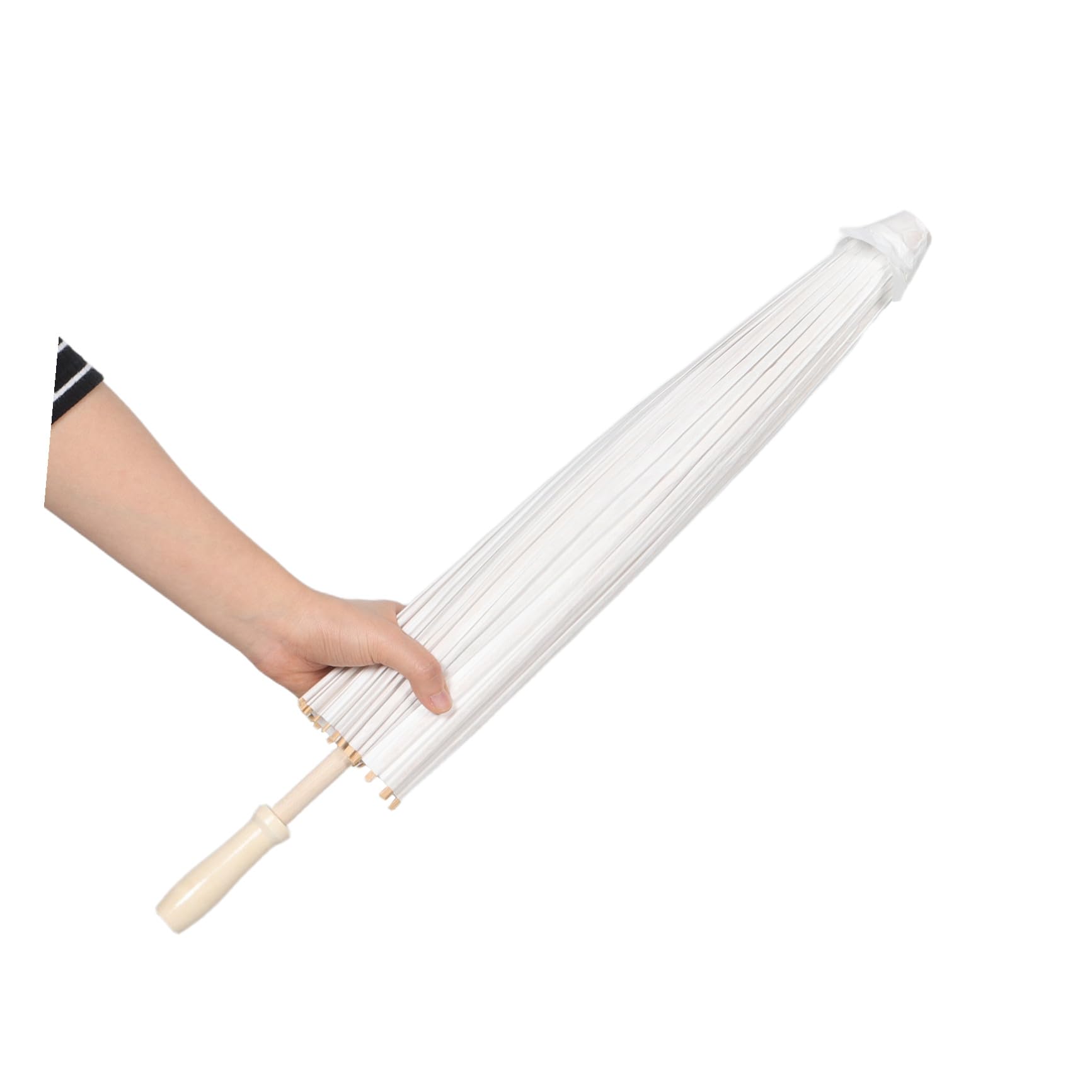 4 Stück Weiße Geölte Papierschirme im Chinesischen Stil 84cm mit Holzgriff für Hochzeit Brautparty und Selbstgemacht Bastelarbeiten als Dekorative Sonnenschirme