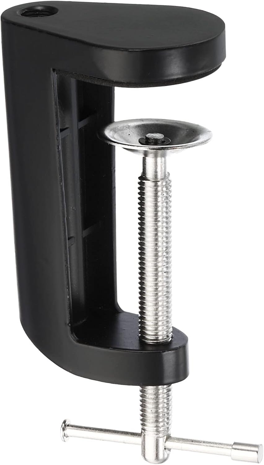 PATIKIL M10 Thread Hole Desk Table Mount Clamp, Universal Adjustable C Shape Desk Clamp for Microphone Arm Desk Lamps Stand, White