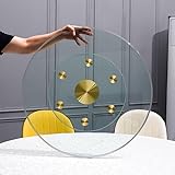 Thyofoap 20' Tempered Glass Lazy Susan Turntable, 360° Silent-Spin Round Clear Tabletop Rotating Tray, Centerpiece for Dining Tables, Smooth Rotation, for Banquets, Weddings & Family Gatherings