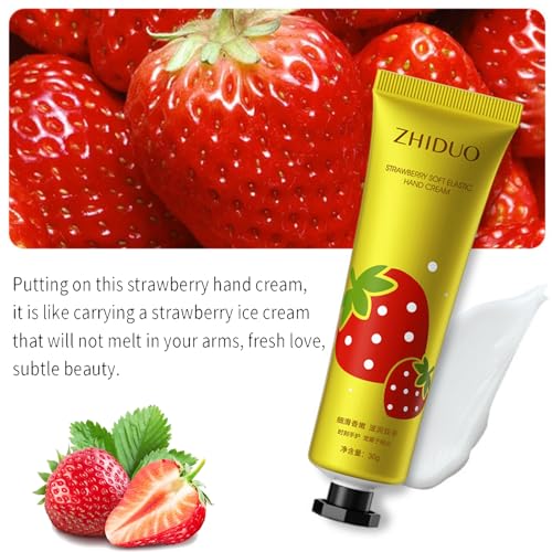 Hand Cream Gift Set, 4 X 30g Hand Cream Gift Sets for Very Dry Hands, Non-greasy Moisturizing Fruit Flowers Fragrance Hand Care Lotion Multipack for Women Girls(Grapes, Strawberries, Avocado, Lemon) - Image 4