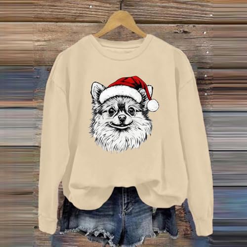 Christmas Sweatshirts for Women Cute Dog Graphic Crewneck Xmas Pullover - image 3