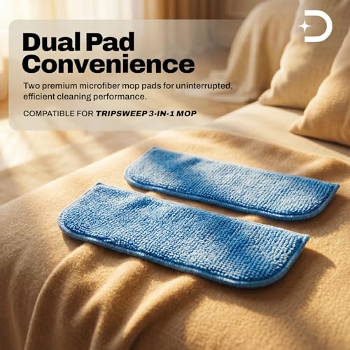 Image of DOMESTICA Wet and Dry Mop Accessory | Microfiber Pads | Reusable, Washable, Compatible with Trio Sweep Wet and Dry Mop | for All Floor Types - White (Pack of 2)
