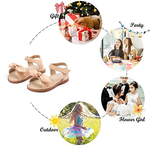Image of Felix & Flora Toddler Girl Sandals -Flower Girl Dress Shoes Open Toe Little Kid Flats