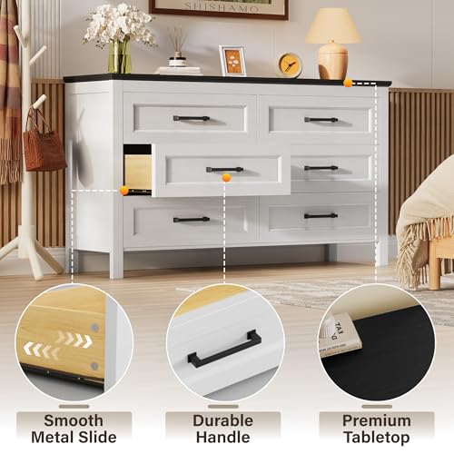 6 Drawer Wooden Dresser - Stylish Storage Solution - Image 5