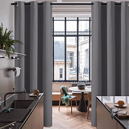 Image of RYB HOME Grey Curtains Blackout Room Divider Screen Privacy Wall Divider Curtains for Large Window Patio Sliding Door Living Room Basement Home Theatre, 1 Panel, Gray, W 60 x L 96 inches