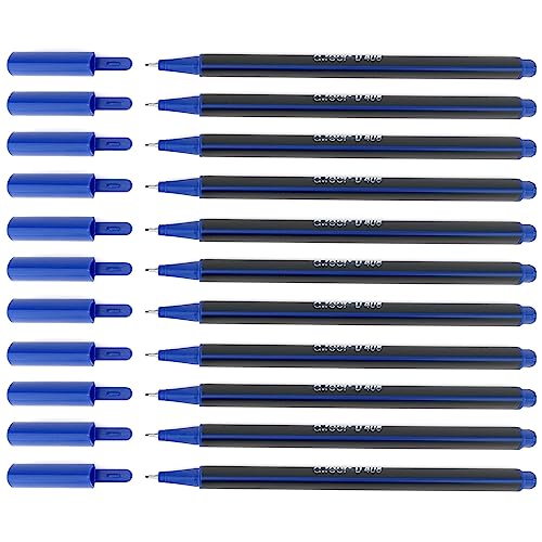 D.RECT D408 Fineliner | Adecuado para el uso Diario, Escritura y Material Escolar, Superfino, Ancho de Línea Aprox. 0,4 mm, 12 Unidades | Color Azul