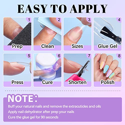 Ejiubas Almond Nail Tips 4 In 1 Curing Needed Brush On Nail Glue #TOP7