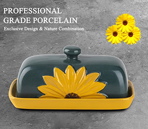 Save 50% on Ceramic Sunflower Butter Dish with Lid
