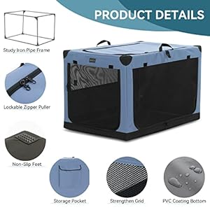 Petsfit-30-Inch-Soft-Dog-Kennel-Adjustable-Fabric-Cover-by-Spiral-Iron-Pipe-Chew-Proof-3-Door-Design-Travel-Collapsible-Dog-Crate-Blue - Cucciolini Doodles   Petsfit-30-Inch-Soft-Dog-Kennel-Adjustable-Fabric-Cover-by-Spiral-Iron-Pipe-Chew-Proof-3-Door-Design-Travel-Collapsible-Dog-Crate-Blue