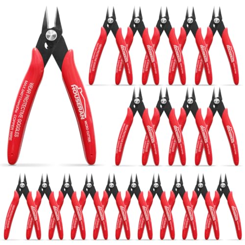 Image of Wire Cutters, 20 PACK, 5 Inch Flush Cutter, Side Cutters | Spring Loaded Cutting Pliers For Jewelry Making, Models, Zip Ties Plastic Wire Snips