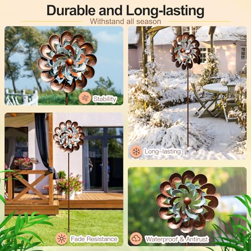 Image of Wind Spinners for Yard and Garden Large, 84 Inch Wind Spinners Outdoor Metal, Wind Sculptures & Spinners Birthday Gifts for Family or Friends(Classical Flower)