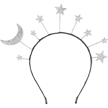 Doneace Galaxy Moon and Star Headband Glitter Stars Halo Headbands Goddess Headpiece Silver Costume Headpiece for Women, Halloween & Christmas Party Accessory
