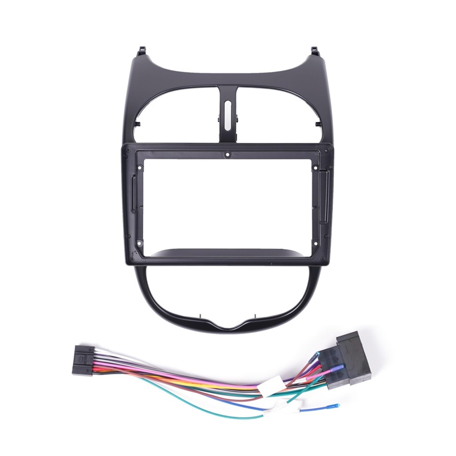 Autoradio Rahmen Nawigacja samochodowa stereo pasuje do Peugeota 206, pasuje do Citroena C2, rama panelu radia pasuje do 2 Din 9 cali w desce rozdzielczej Ramka do radia(Frame and cables)