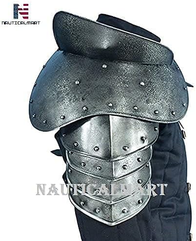 Dark Warrior Pauldrons with Breakers - Metallic - One Size Armour