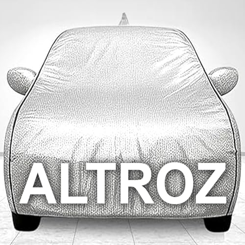 Image of Waterproof Car Body Cover for Tata Altroz with Mirror and Antenna Pocket, Soft Cotton Lining, Triple Stitched (Heat Resistant Metallic- Silver