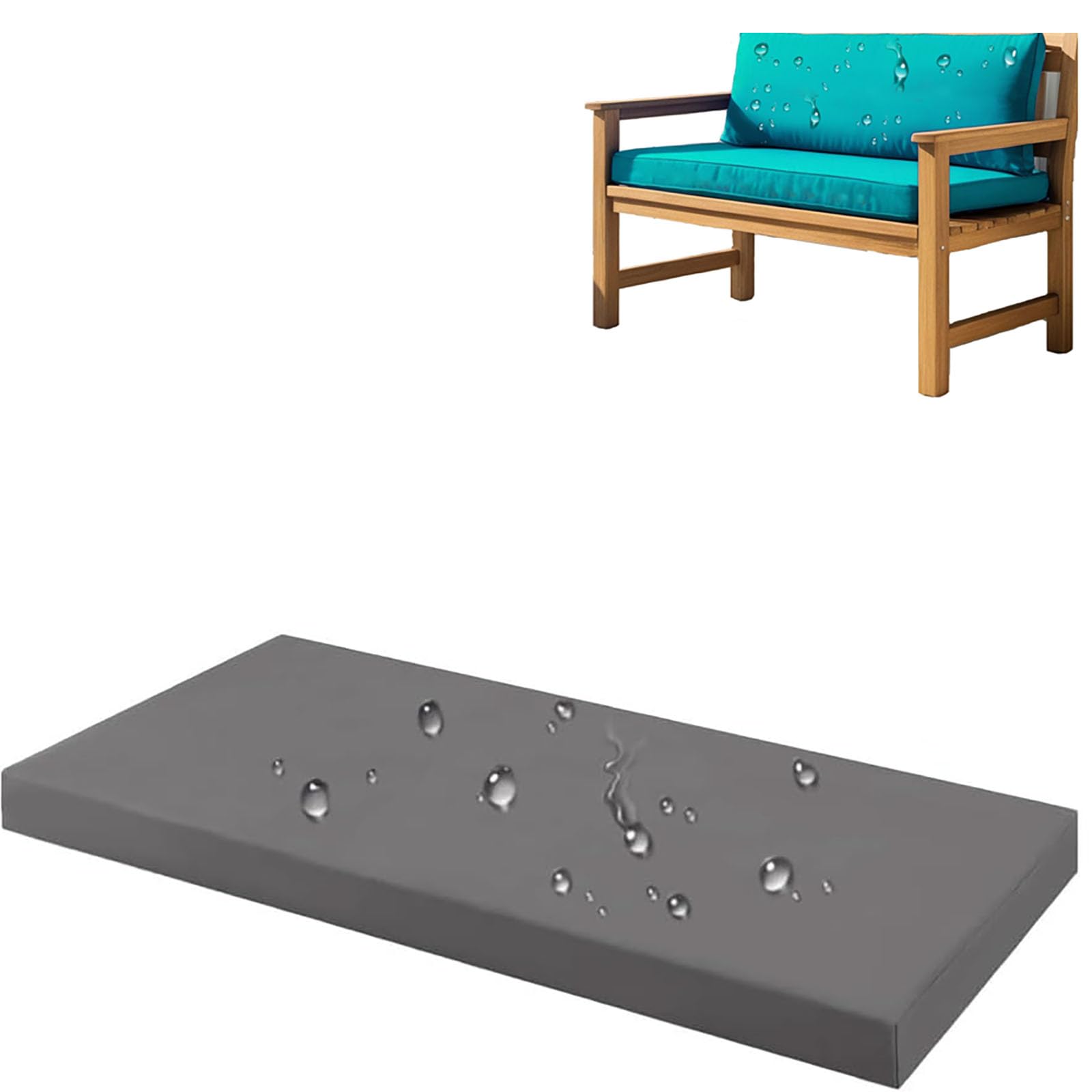 Cojín de banco impermeable 120 x 45 para jardín, terrazas e interiores