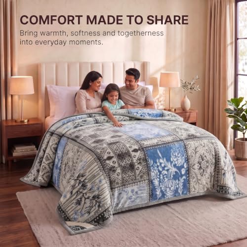 Image of BSB HOME 280 GSM Mink Blanket, Premium Soft Warm Cozy Plush Blanket for Double Bed, Ultra Soft Comfortable Winter Bedding, Elegant Printed Blanket, 90 x 100 Inches (229 x 254 cm) - Ash Grey