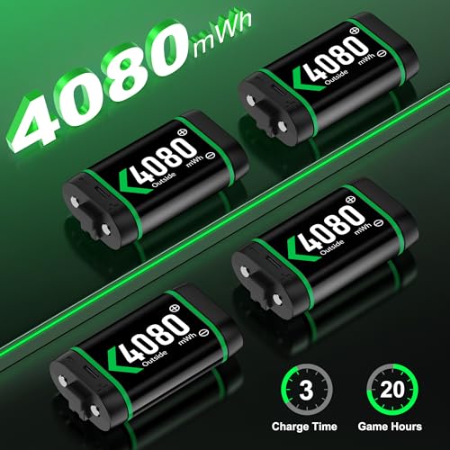 charger for xbox one controller battery pack with 4x4080mwh usb c xbox rechargeable battery pack series xs one sone xelite controller charger station accessories 1700mah