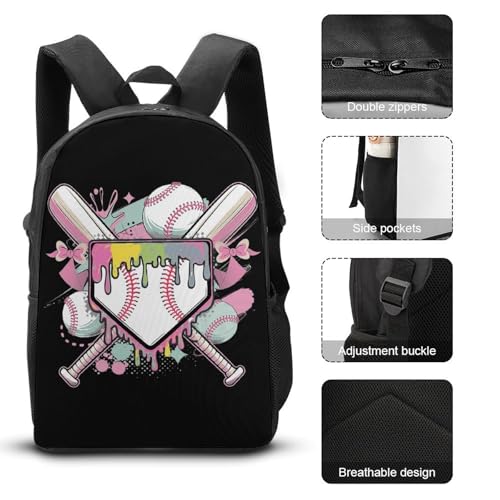 Baseball Home Plate Drip Game Day Backpack Set 3 Pieces Backpacks Lunch Bag Wallet For Travel Outdoor Sports3