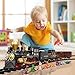 Remote Control Train Set for Kids Electric Steam Engine Locomotive, Cargo Car & Tracks,Trains w/Realistic Smoke,Sounds & Lights,Rechargeable Birthday Gifts for 3 4 5 6 7+ Years Old Boys Girls … …