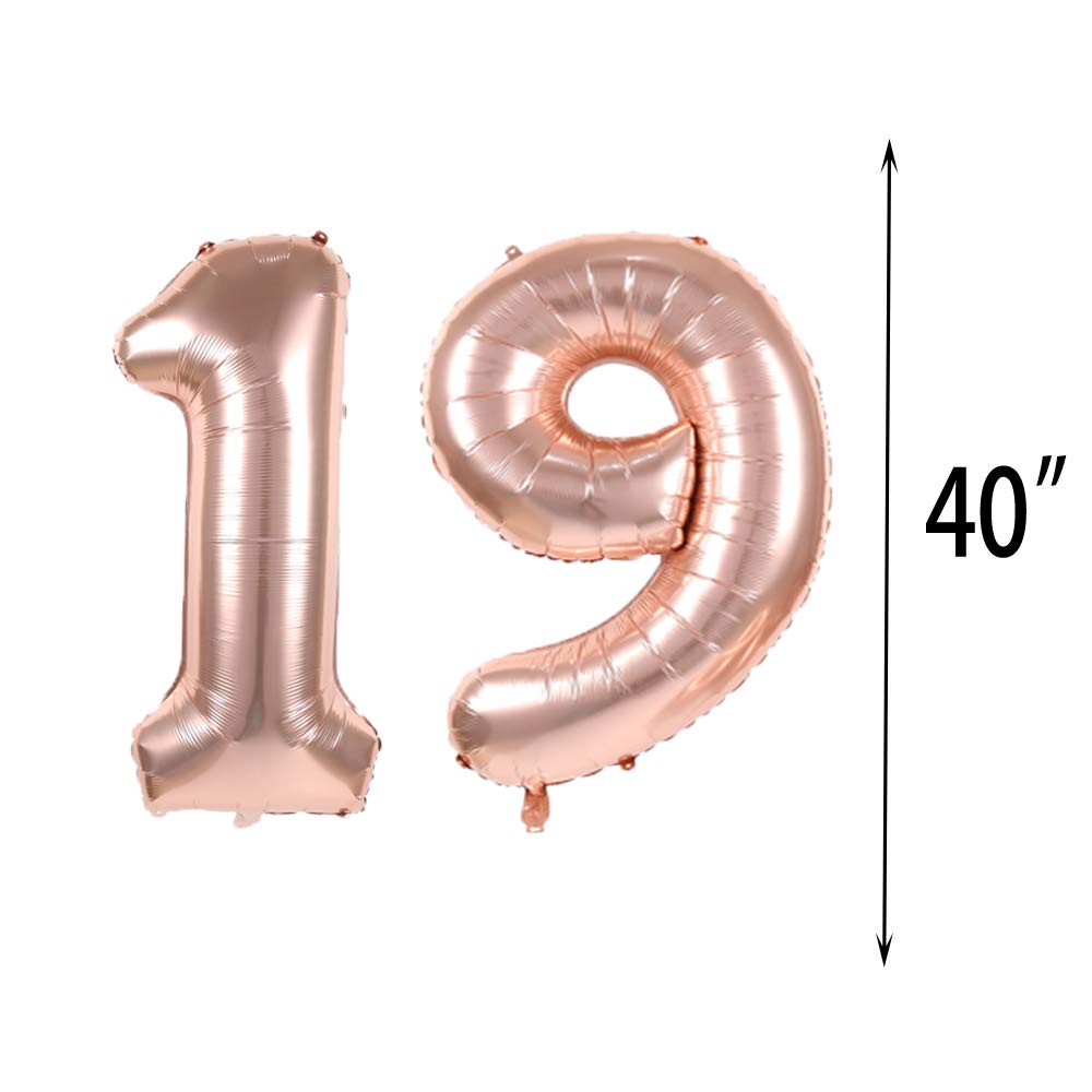 KatchOn, Giant Rose Gold 19 Balloon Number - 40 Inch