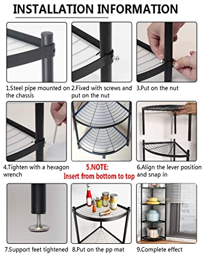 Magcolor 5-Tier Kitchen Corner Shelf Rack, Free Standing Pot Rack For Organizer Stainless Steel Cookware Stand #TOP6