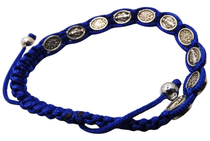 Westmon Works Miraculous Medal Bracelet Blue Paracord and Metal Charms Jewelry with Our Lady of Grace Holy Card Set4