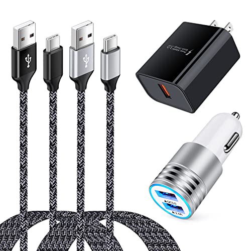 USB C Type Charging Cable C Wall Plug Car Charger Fast Charge for Google Pixel 8 7 6 Pro 6a/Samsung Galaxy A05S/A14/A53/A03S/A13/S22 Ultra/S21 Plus/S20 Plus/A32/A42/A52/A11/A12/A71/S10/LG Stylo 6 5