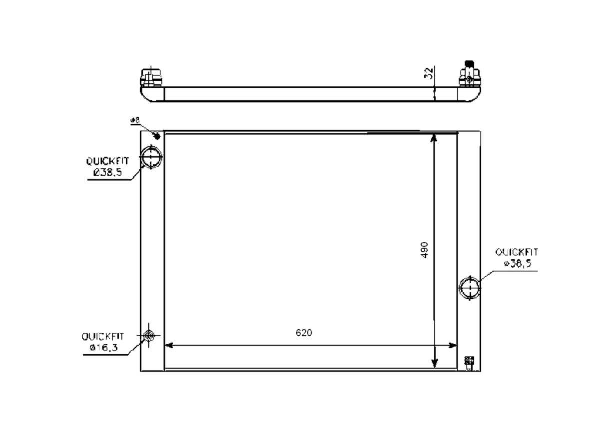 NRF Radiador refrigeración del motor Ancho de red 490mm Longitud de red 620mm Profundidad de red 32mm Compatible con BMW 5 Sedán E60 53728