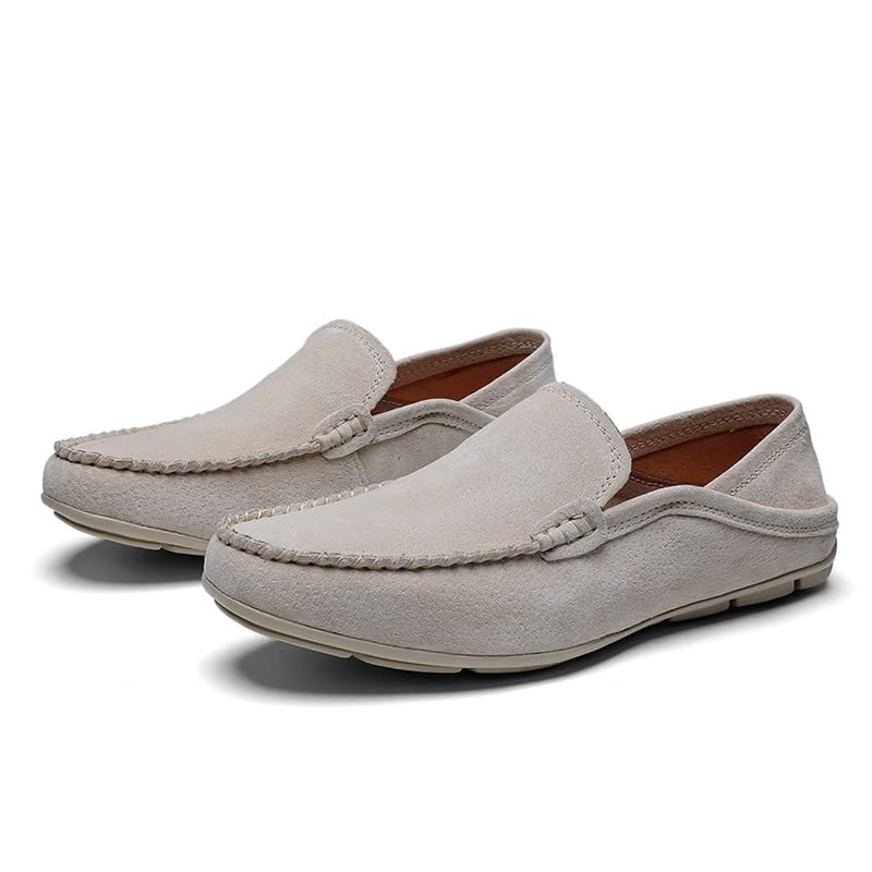 Loafers for Men Solid Color Round Toe Leather Loafer Shoes Resistant Comfortable Flat Heel Walking Party Slip On3