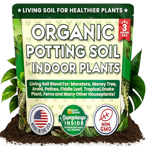 Organic Potting Soil for Indoor Plants. Boost House Plant Growth for Monstera, Fiddle Leaf, Money...