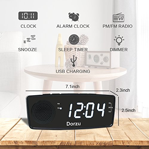 Clock Radio, Digital FM Bedside Alarm Clock Radio with USB Charger Port for Bedroom Guestroom or Livingroom - Thumbnail 3