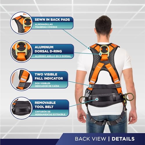 Image of Palmer Safety Hammerhead 5pt Safety Harness Back Padded, QCB Chest, Tongue Buckel Legs Straps, Back & Side D-Rings